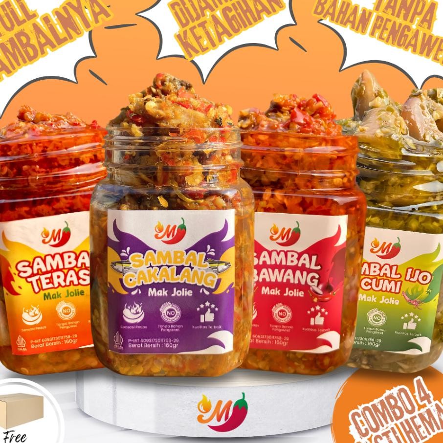 

Ter Isi 4 Sambal Mak Jolie 160 Gr Combo 4 Sambalbawang Sambalcumi Sambalterasi Sambalcakalang