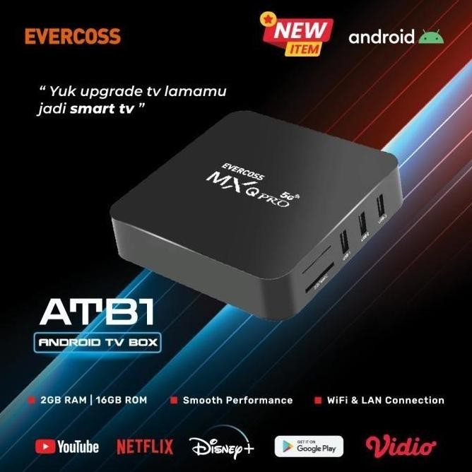 Harga Diskon  Garansi 1 Tahun Stb Set Top Box Smart Tv Box Android Player Evercoss Atb1 Fhd 1080P Ra