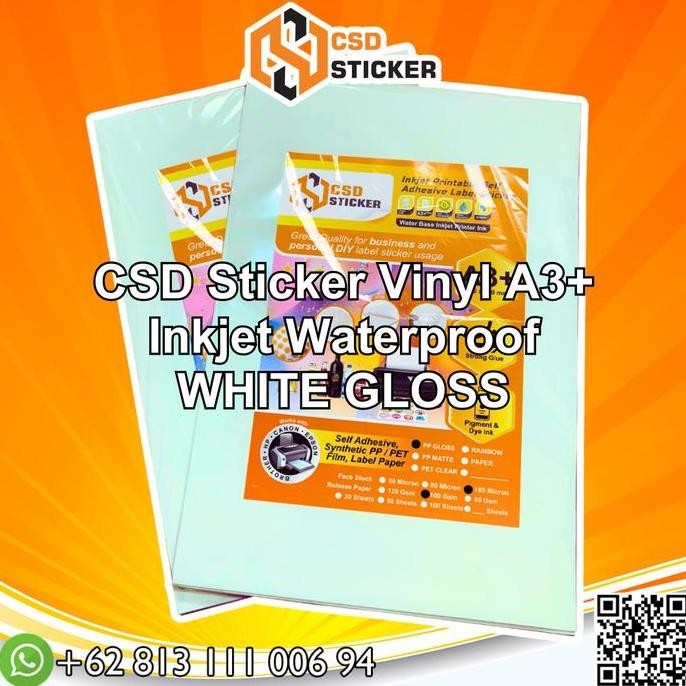 

BEBAS ONGKIR - CSD Sticker Vinyl Inkjet A3+ Stiker Label Waterproof Anti Air - PACK