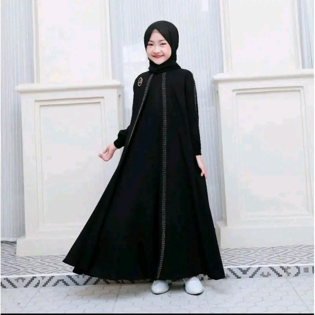 GARANSI SABIRA GAMIS PUTIH MANASIK HAJI COUPLE IBU & ANAK/BAHAN CRINKLE MIX SWAROSKY/BAJU GAMIS