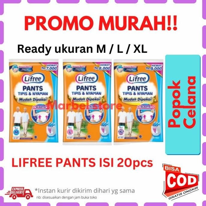 Termurah [Paket Murah 20Pcs] Lifree Sachet Pants Popok Celana Dewasa Orang Tua