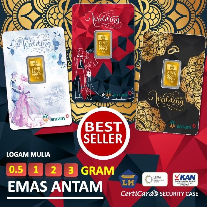 LM Logam Mulia Emas Antam 0.5 gr 1 gr 2 gr 3 gr gram Kado Pernikahan Kawinan Wedding Gift AST