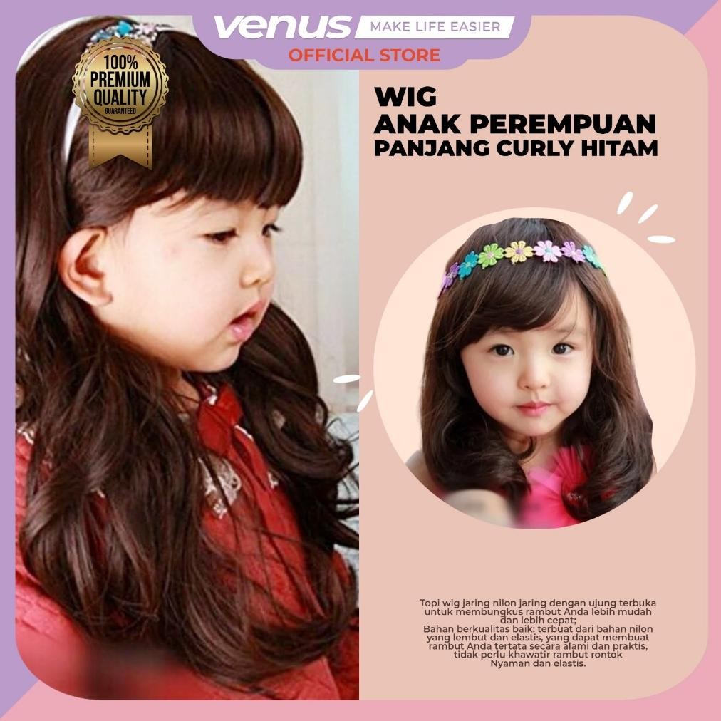 VENUSJKT - Wig Rambut Palsu  Anak Perempuan / Wig Anak / Aksesoris Rambut Bayi Anak Perempuan Panjan