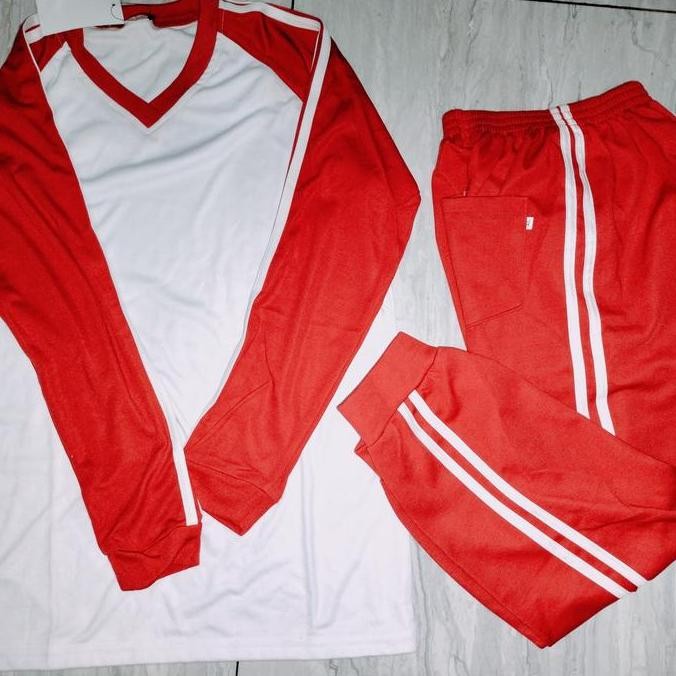 seragam olahraga baju putih celana merah SD PS