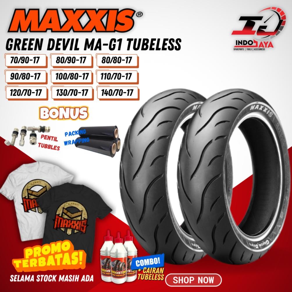 (FREE PENTIL + WRAPPING) BAN MAXXIS GREEN DEVIL ( 70/90 - 80/90 - 80/80 - 90/80 - 100/80 - 110/70 - 