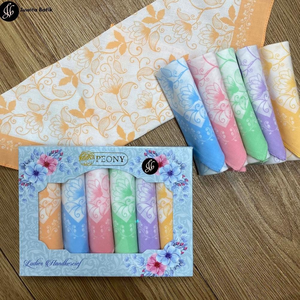 Isi 6 Pcs Sapu Tangan Wanita Katun Motif Bunga 6 Woman Handkerchiefs Flowers AST