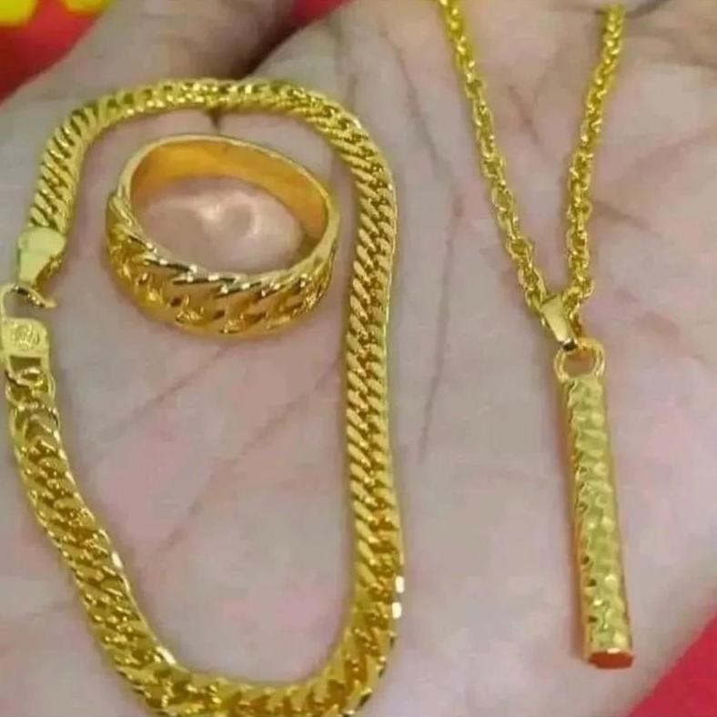 SATU SET PERHIASAN DEWASA TITANIUM ANTIKARAT DAN LUNTUR PERHIASAN DEWASA TITANIUM AST