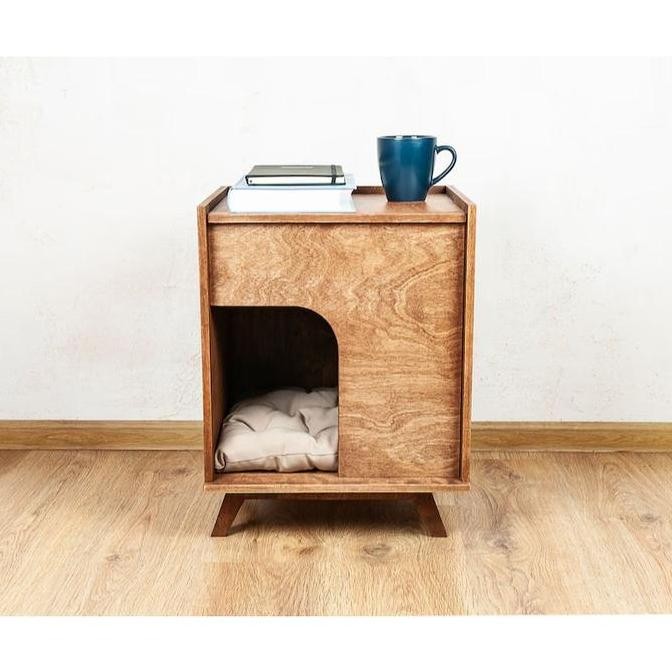 Rumah Hewan Peliharaan, Rumah Kucing Modern, Tempat Tidur Kucing, Rumah Kucing Kayu Co