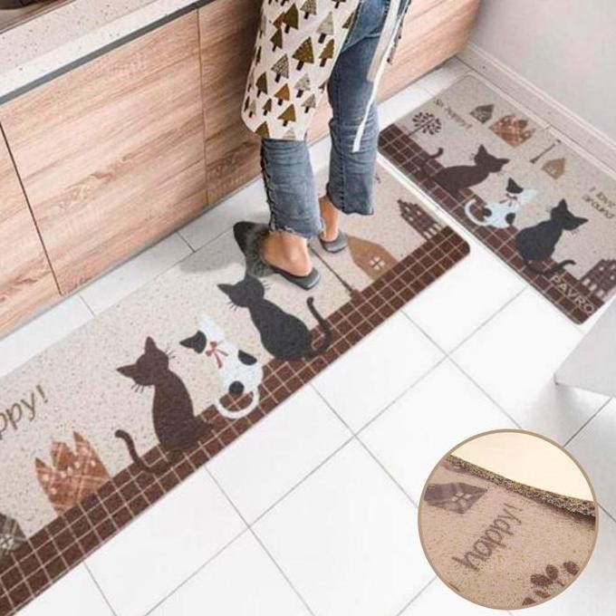 Keset Dapur Premium Modern Minimalis Anti Slip Keset Kaki Motif 2in1