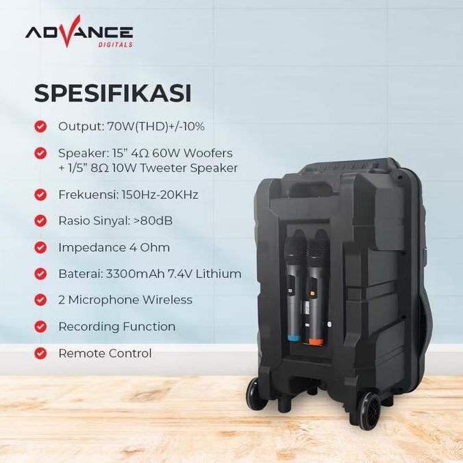 Murah Advance K1507 Speaker Bluetooth Portable 15 Inch