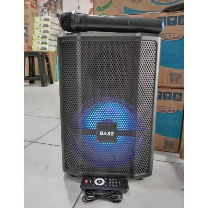Murah Speaker Bluetooth Fleco F-8606 Ab Led / Fleco F-8606 Bal 8'5 Inch Free Mic Wireless Karaoke + 