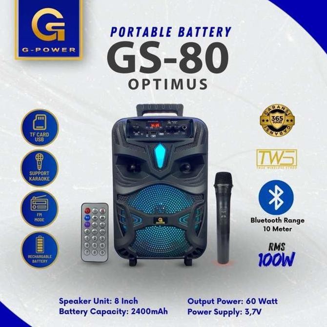 Promo G Power Speaker Portabel Gs 80 Optimus  | Speaker Aktif G-Power Gs80 Optimus Wireless Portable