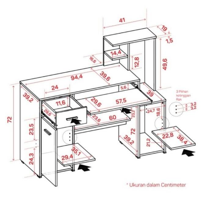 Murah Meja Belajar Tulis Kerja Komputer Rak Buku Printer Mo Bandung