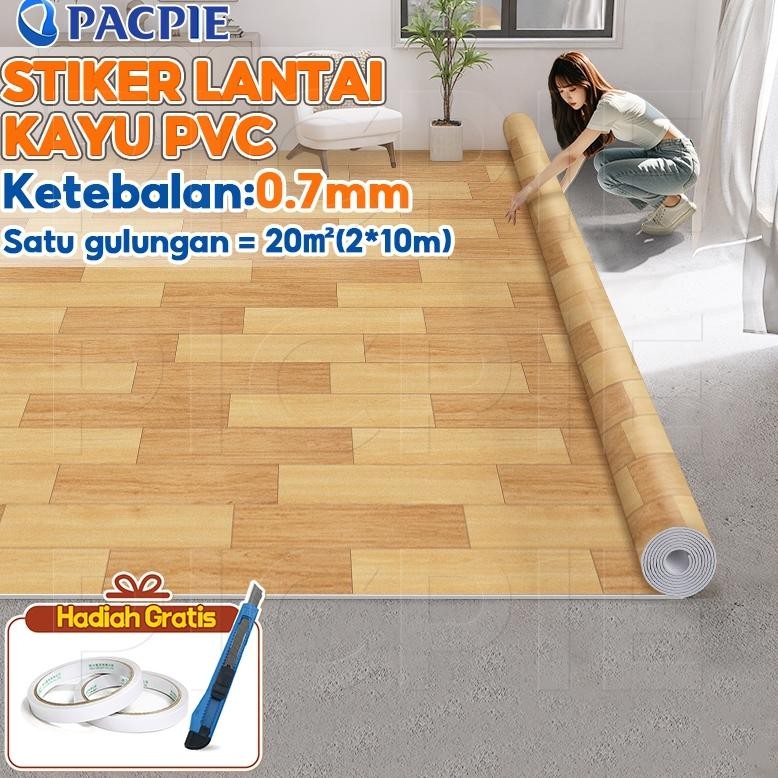 NEW 10MPACPIE Karpet Lantai Vinyl Gulungan 0.7 MM Tebal Pola serat kayu Tidak perlu lem Tidak merusa