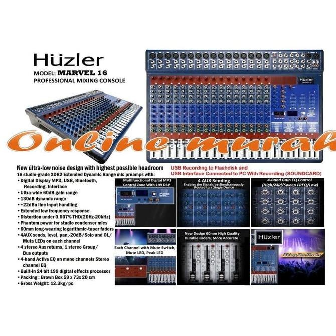 MIXER AUDIO HUZLER MARVEL 16 ORIGINAL 16 CHANNEL HUZLER MARVEL16