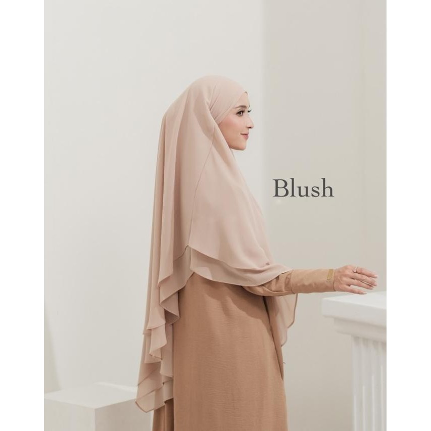 (Expert) Jilbab Instan Syari Hijab Kerudung Khimar Non Pet Ceruti Polos 2Layer