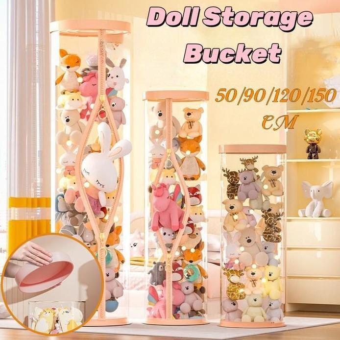

Terlaris Vinnatsu 50 /90 /120 /150 Cm Doll Storage Bucket Ember Penyimpanan Boneka Penyimpanan Mainan Anak-Anak Laras Transparan Silinder Besar Dapat Diputar Ember Penyimpanan Boneka