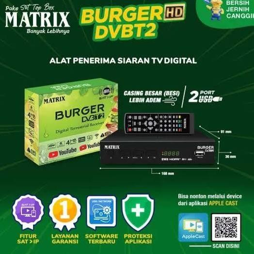 NEW STB DVBT2 Matrix Apple Burger Matrix Hijau Receiver Sinyal TV Digital
