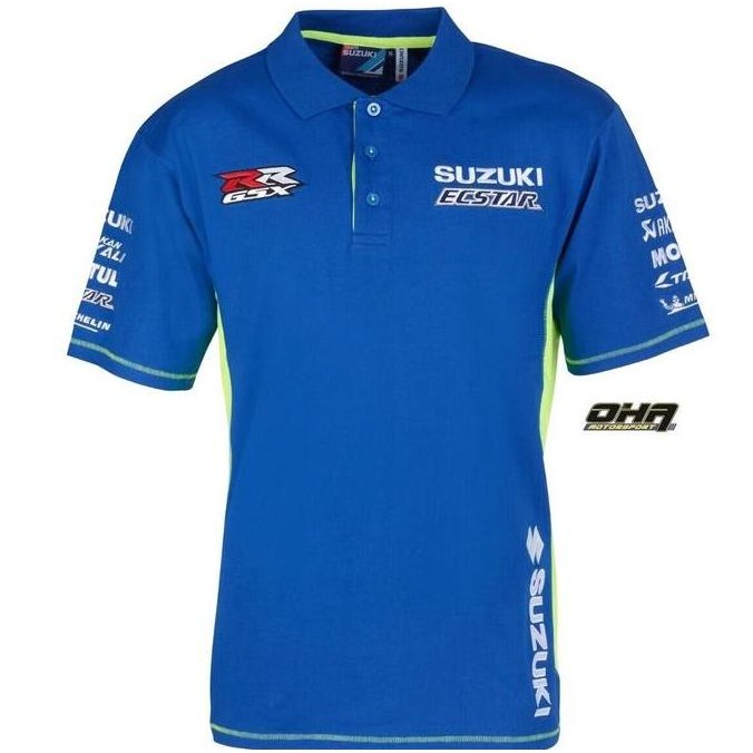 Suzuki Ecstar MotoGP 2018 Official Team Polo Shirt. Kaos Polo Pria