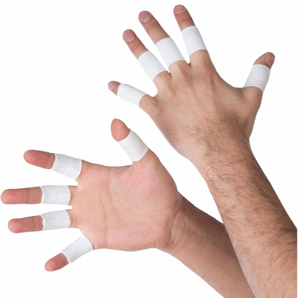 Finger Support Futsal Bola Voli Pelindung Jari Tangan Deker Karet Jari Elastis Olahraga Putih AST nU