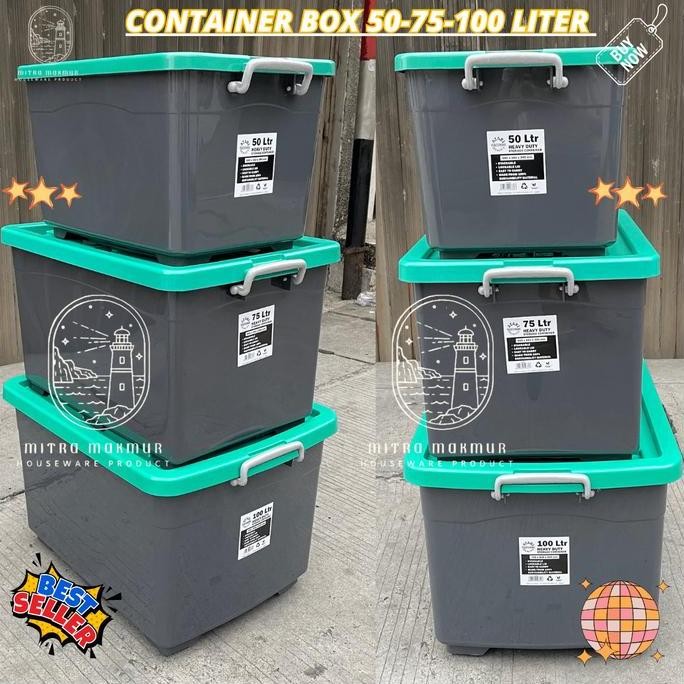 

Terlaris Kontainer Box Roda Atari 50 75 100 Liter Container Box Serbaguna Roda