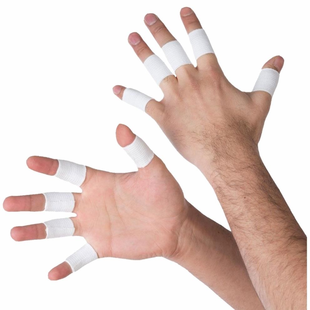 Finger Support Futsal Bola Voli Pelindung Jari Tangan Deker Karet Jari Elastis Olahraga Putih AST nU