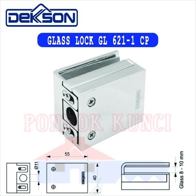 Tersedia Kunci Pintu Kaca Kamar Mandi Jepit Dekson GL 621 CP Cewek Glass Lock