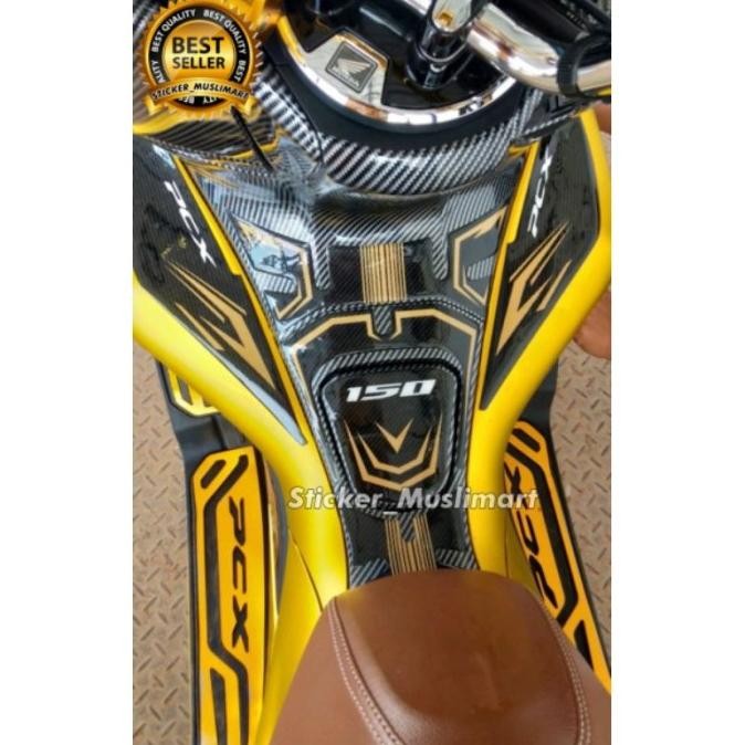 [Expert] SIDEPAD TANKPAD PCX 150 MOTIF CARBON GOLD MERAH ABU HIJAU