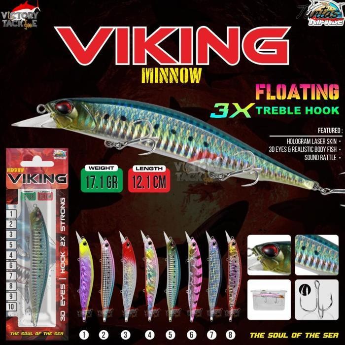 Promo Umpan Pancing Lure Minnow Riptide Viking Floating Action Panjang 12 Cm Berat 17 Gr