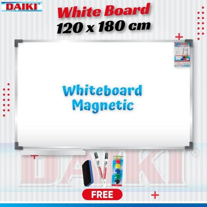 

BEBAS ONGKIR - Papan tulis / Whiteboard magnetic DAIKI gantung uk 120x180 cm