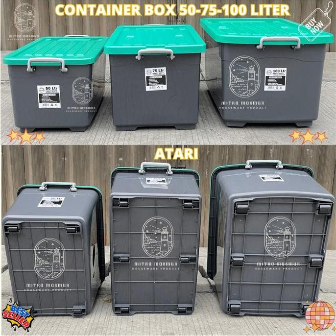 

Terlaris Kontainer Box Roda Atari 43 50 75 100 Liter Container Box Serbaguna Kotak Penyimpanan