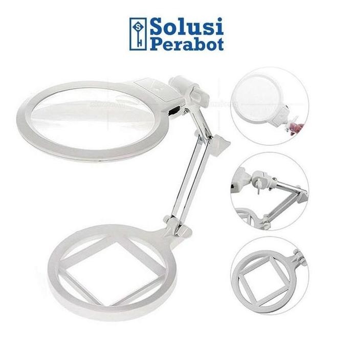 

TERBARU - Kaca Pembesar Meja LED Lipat 2X 6X 130mm AE76 SP / Lampu Lup Lensa Magnifier