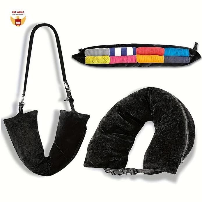 

Terlaris Neck Pillow Space-Saving Portable Travel Pillow Refillable Neck Support Cushion Travel Headrest For Car Train Airplane | Bantal Leher Portabel Hemat Ruang Bantal Perjalanan Yang Dapat Diisi Barang