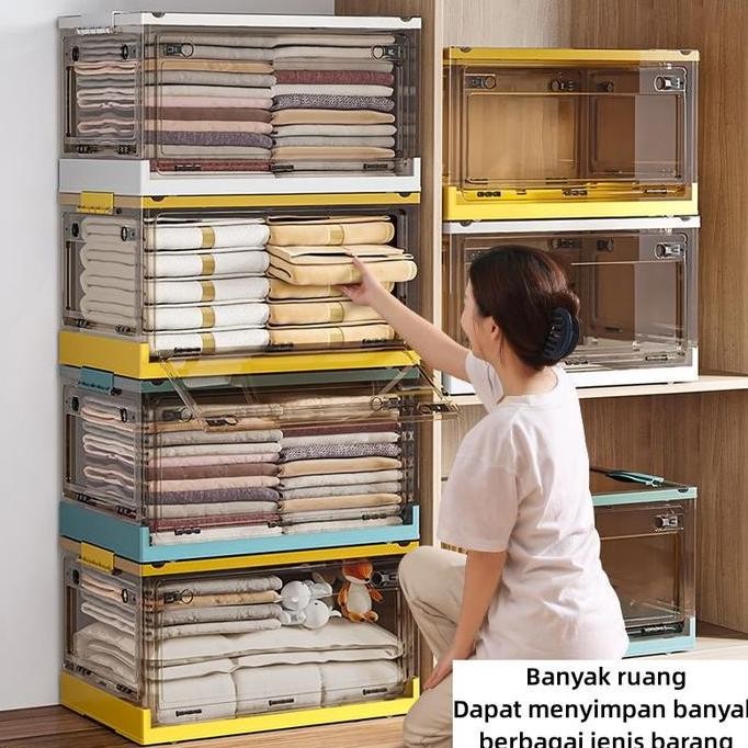 

Terlaris Transparan Storage Box Serbaguna Kotak Penyimpanan Plastik Buku, Pakaian, Mainan, Makanan Ringan Organizer Penyimpanan Lipat Berkapasitas Besar Yang Dapat Dilepas