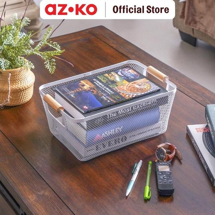 

Terlaris Azko Stora 31X23X13 Cm Keranjang Penyimpanan Wood Handle - Putih