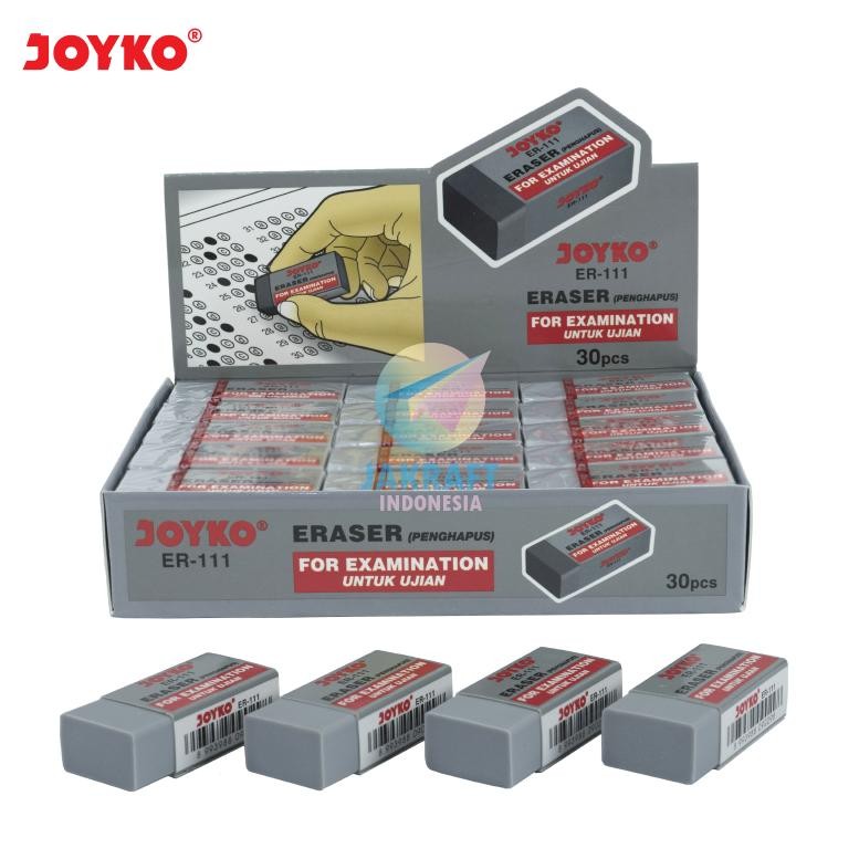 

(30 Pcs) GROSIR Penghapus Pensil Ujian Exam Grade Eraser JOYKO ER-111 Abu-abu Gray Berkualitas | PACK