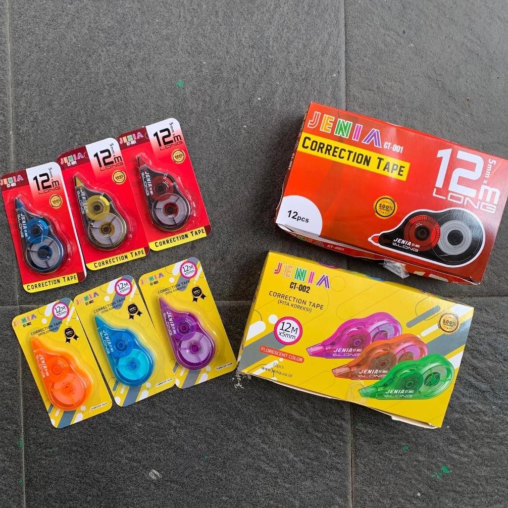 

TIPE-X Kertas Correction Tape Jenia CT-001 & CT-002 12 Meter ( Pak ) [ Original ]