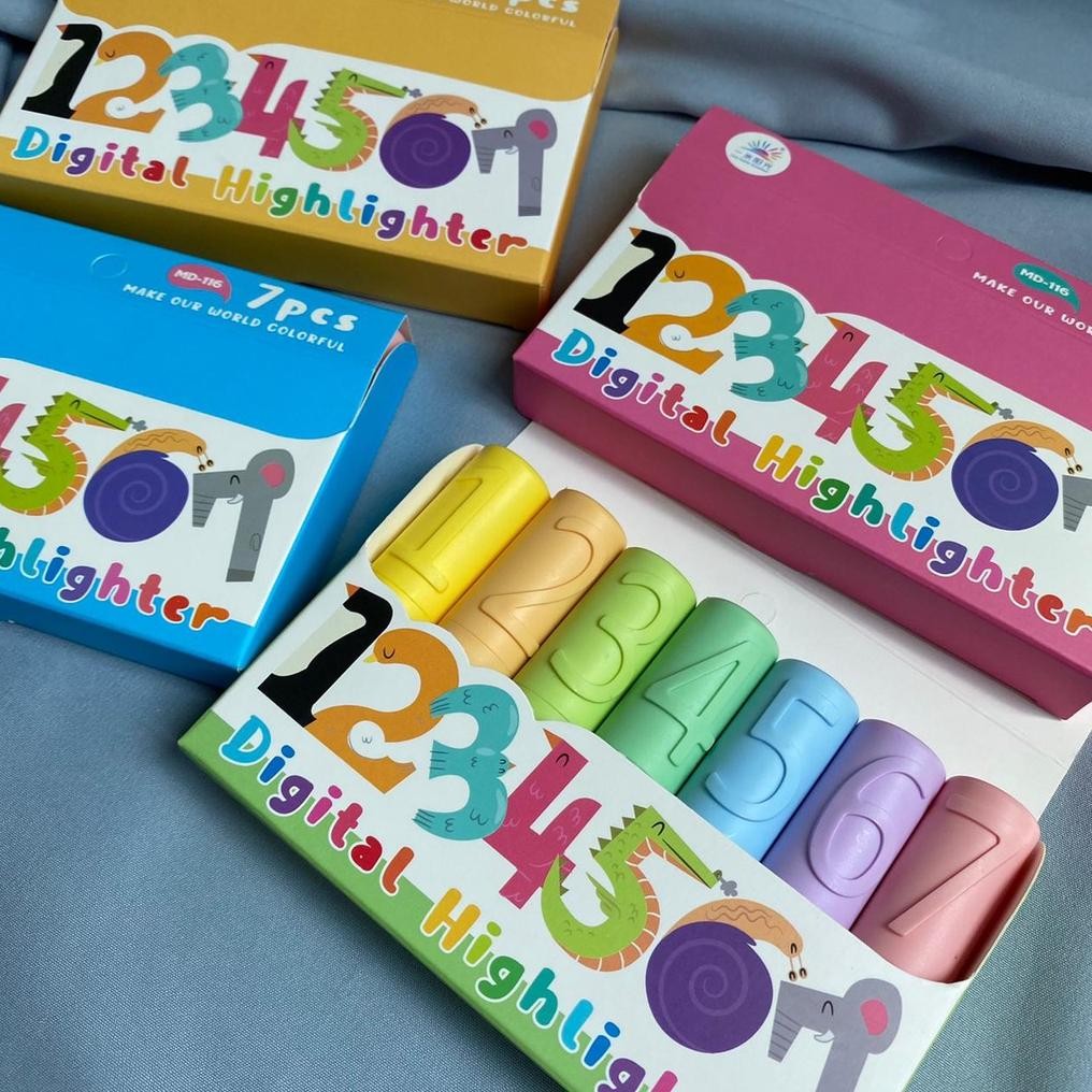 

STABILO LUCU TULISAN ANGKA NUMBER WARNA WARNI 1 SET ISI 7 PCS TERMURAH HIGHLIGHTER 1 PAKET ISI 7 PIECE WARNA WARNI MODEL UNIK ORIGINAL PREMIUM QUALITY