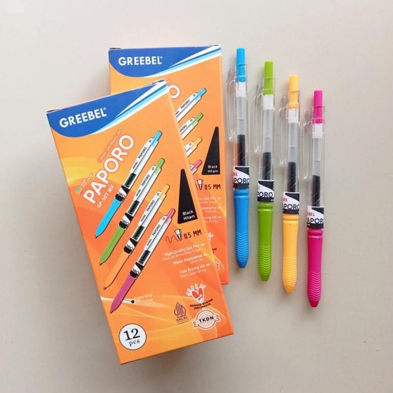 

Pulpen Gel Pen Greebel Paporo 0.5mm ( 12 Pcs ) [ Original ]