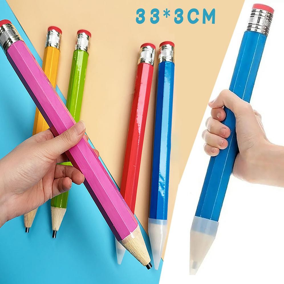 

33CM Pensil Raksasa Mainan Pensil Besar Kayu Alat Peraga Pensil Batang Tebal Warna Pensil Segi Delapan Raksasa Hadiah Foto Dekoratif Besar
