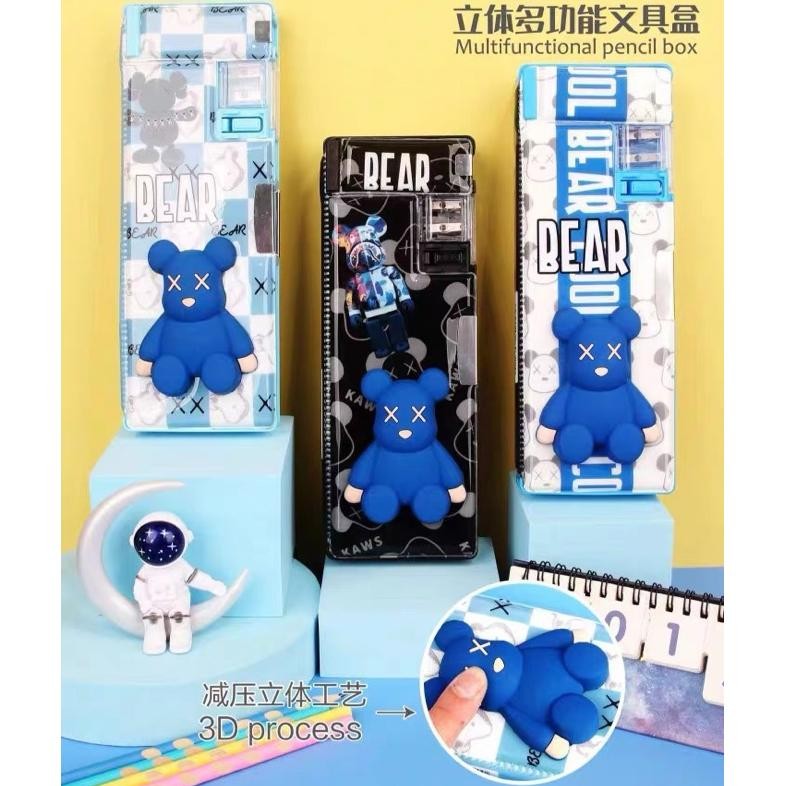 

LRMS Tempat pensil squishy 3D tiga dimensi / kotak pensil alat tulis lucu mainan anak perempuan laki-laki sekolah AST
