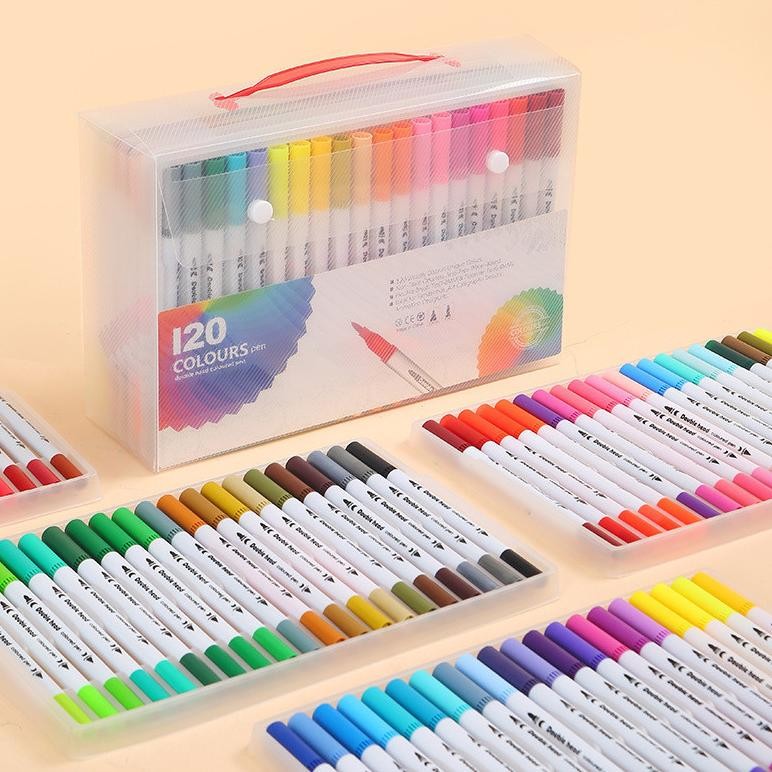

Pen Washable Hook Pen Air Warna Anak-anak Pen Warna Air Warna Double Headed Pen 36/60/100/120 Set Warna