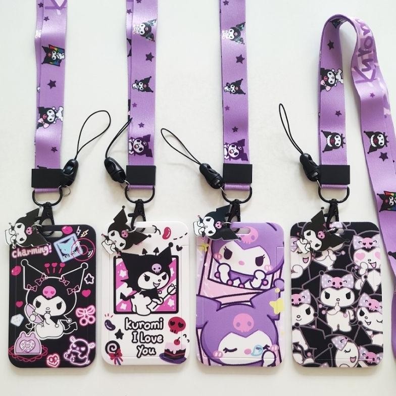 

ID Card Holder Name Tag Lanyard / Kalung Wadah Kartu Identitas Tapping E-money Kereta Sanrio Kuromi Lucu AST