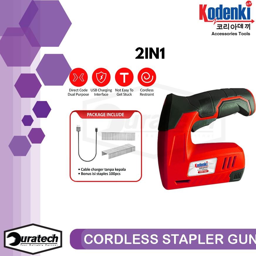 

Mesin paku staples tembak 2in1 baterai cordless stapler gun Kodenki - Alat stapler gun batre cordless isi pay tembak F10MO 1006J 1008J 1010J 2in1 2 in 1 tanpa kabel Stapler gun untuk kayu rumah DIY kertas kulit USB isi ulang rumah KDK-CSG1 AST