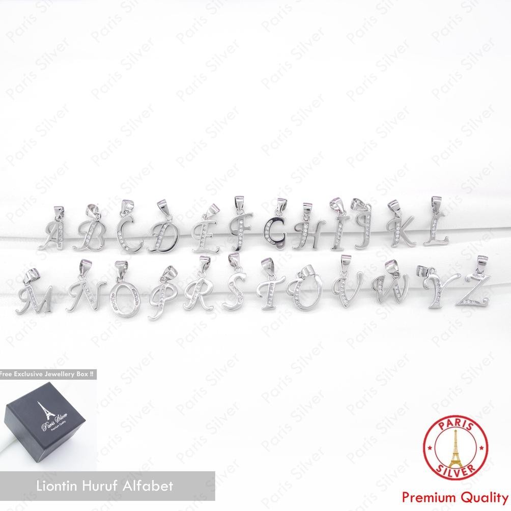 sfI Liontin Huruf Nama Inisial Perak Asli 925 Silver Lapis Emas Putih Alfabet Bandul Kalung Alphabet