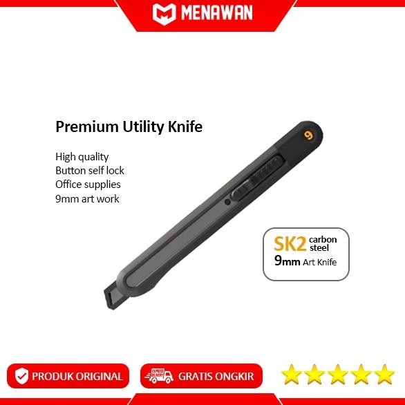 

Premium Utility Knife Art Knife Lock Button Pisau Cutter Baja Hitam SK2 Serbaguna Original AST