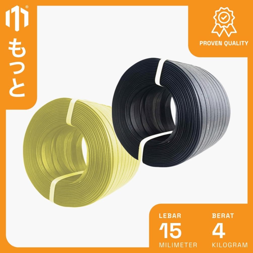 

Tali Strapping Band 15MM x 4KG Kuning/Hitam- Manual - 1 Roll - Tali Plastik Packing/Klem Motto AST