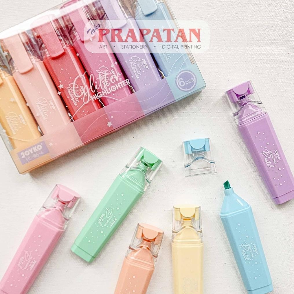 

Joyko HL-85~86 Highlighter Glitter Pastel Set 6 | Penanda Warna