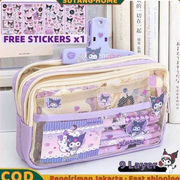 

SUTANGkotak pensil transparan aesthetic pencil case large tempat pensil pen pouch lucu stationery organizer AST