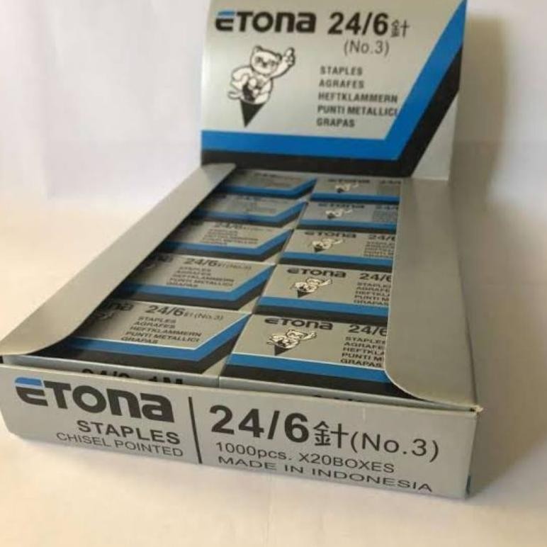 

Isi etona no 3 atau 24/6 dus besar isi 20 kotak kecil AST